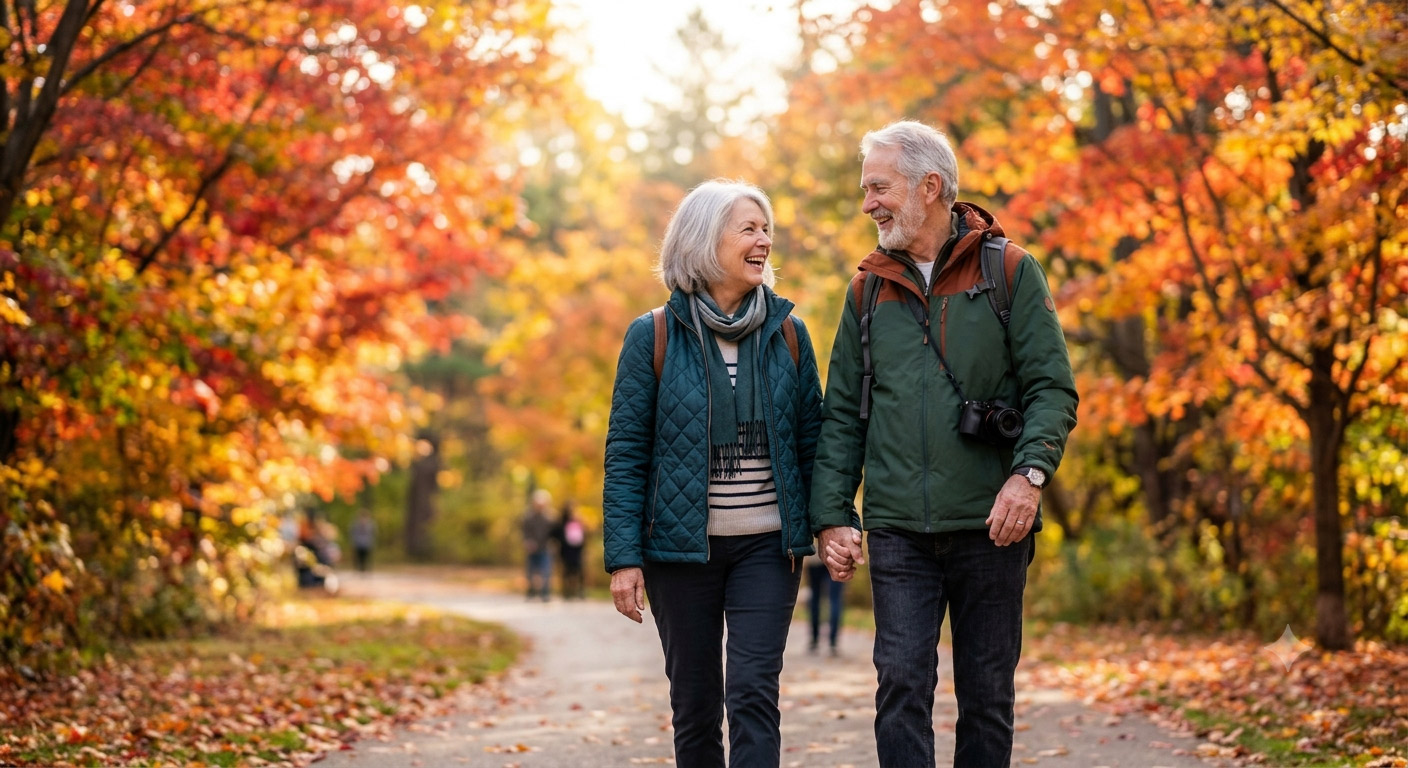 Senior daters enjoying a travel journey together